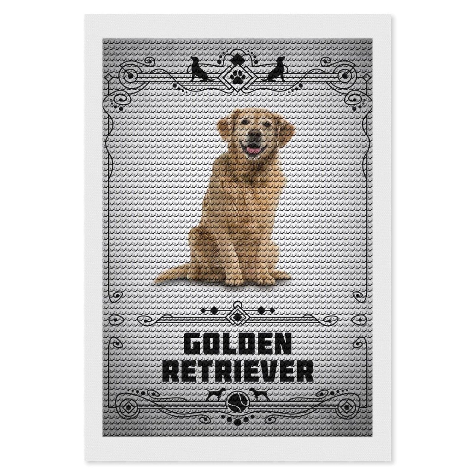 Junmoney Golden Retriever Diamond Painting Kit 8"x12", Festive Craft Gift, Bedroom Decor, Full Kit Included, Creative Gift Idea