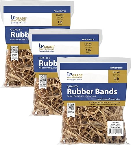Upgrade Office Supply UPG22464PK3 Bandas de goma, tamaño #64 (3-12 pulgadas x 14 pulgadas), crepe natural, fabricado en Estados Unidos (bolsa de 3