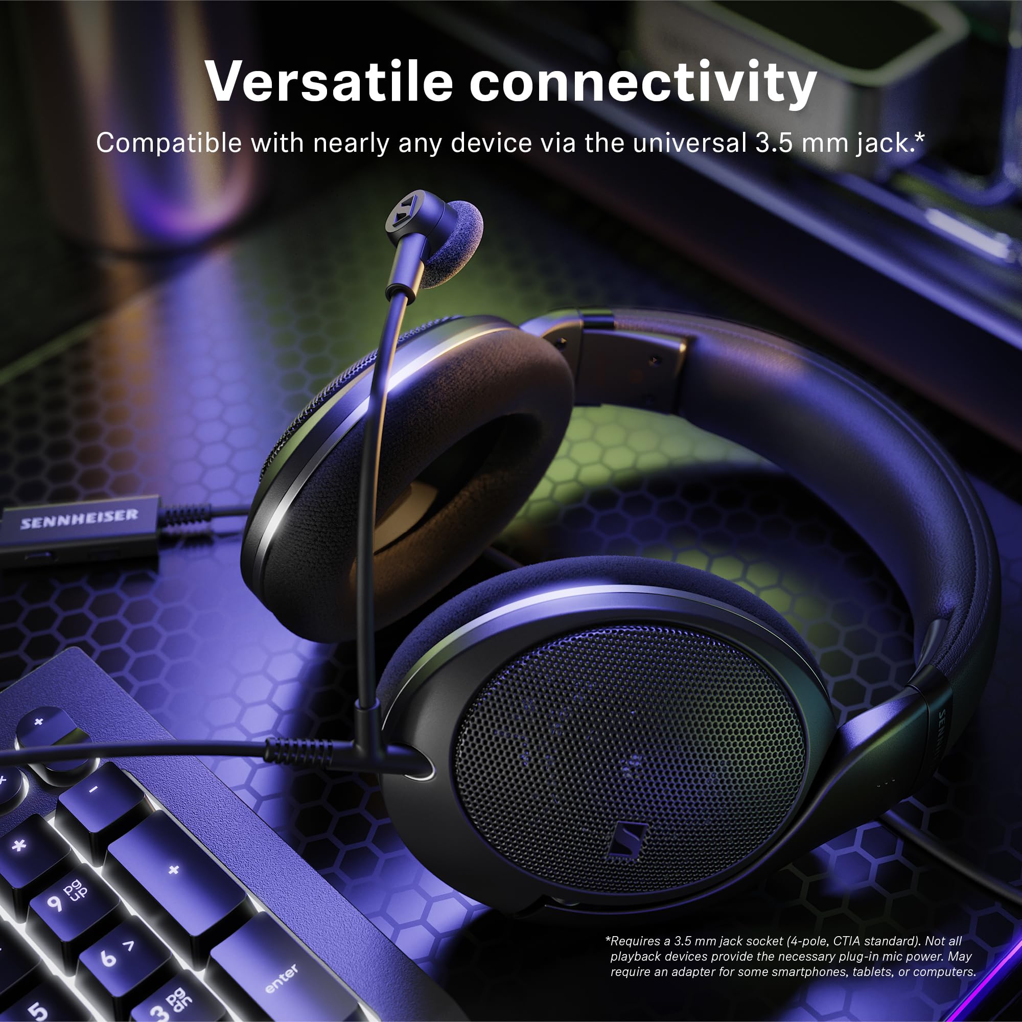 Sennheiser HD 500 BAM Microphone Perche orientable et détachable pour Casque HD 500 Series/620S - Microphone à condensateur à réduction de Bruit - Idéal pour Le Gaming et Le Streaming - 3,5 mm - Noir