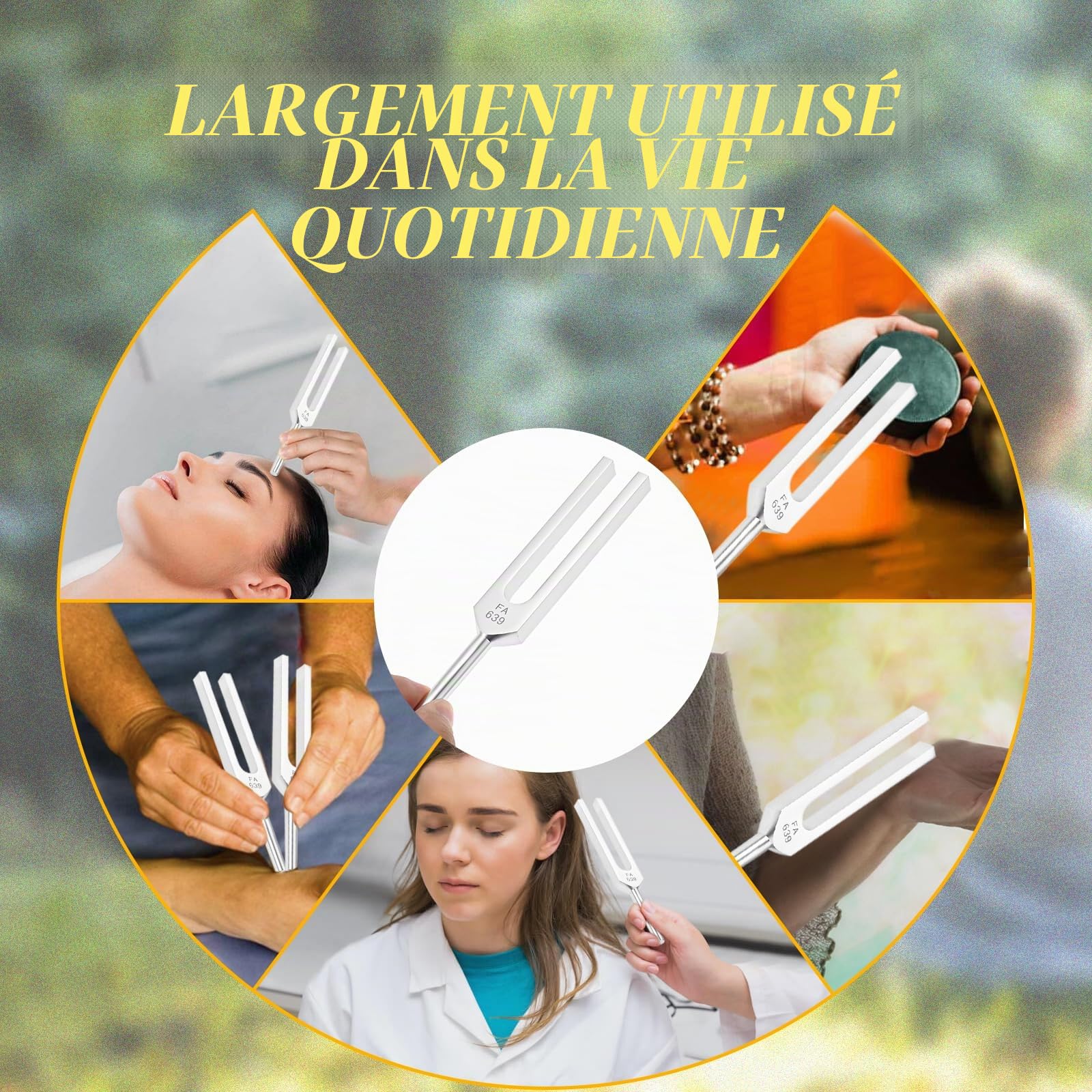 DRELD Lot de 9 Diapasons Argentés + 1 Marteau en Silicone Bleu et Chiffon de Nettoyage pour Réparation ADN, Thérapie Sonore, Guérisseurs, Vibrations