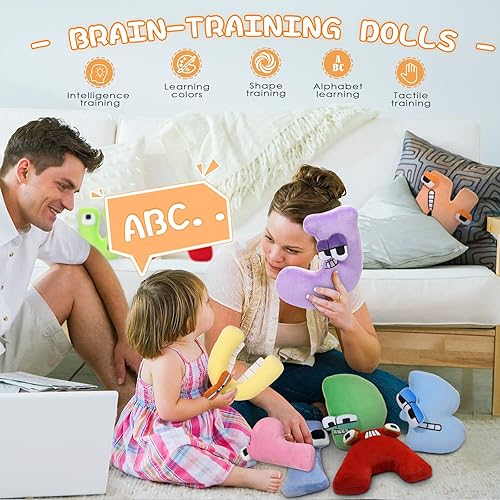Vista 4 de VERNILLA Juguete de peluche del alfabeto Lore de la historia del alfabeto, muñecos de peluche divertido para regalo de fanáticos (Z)