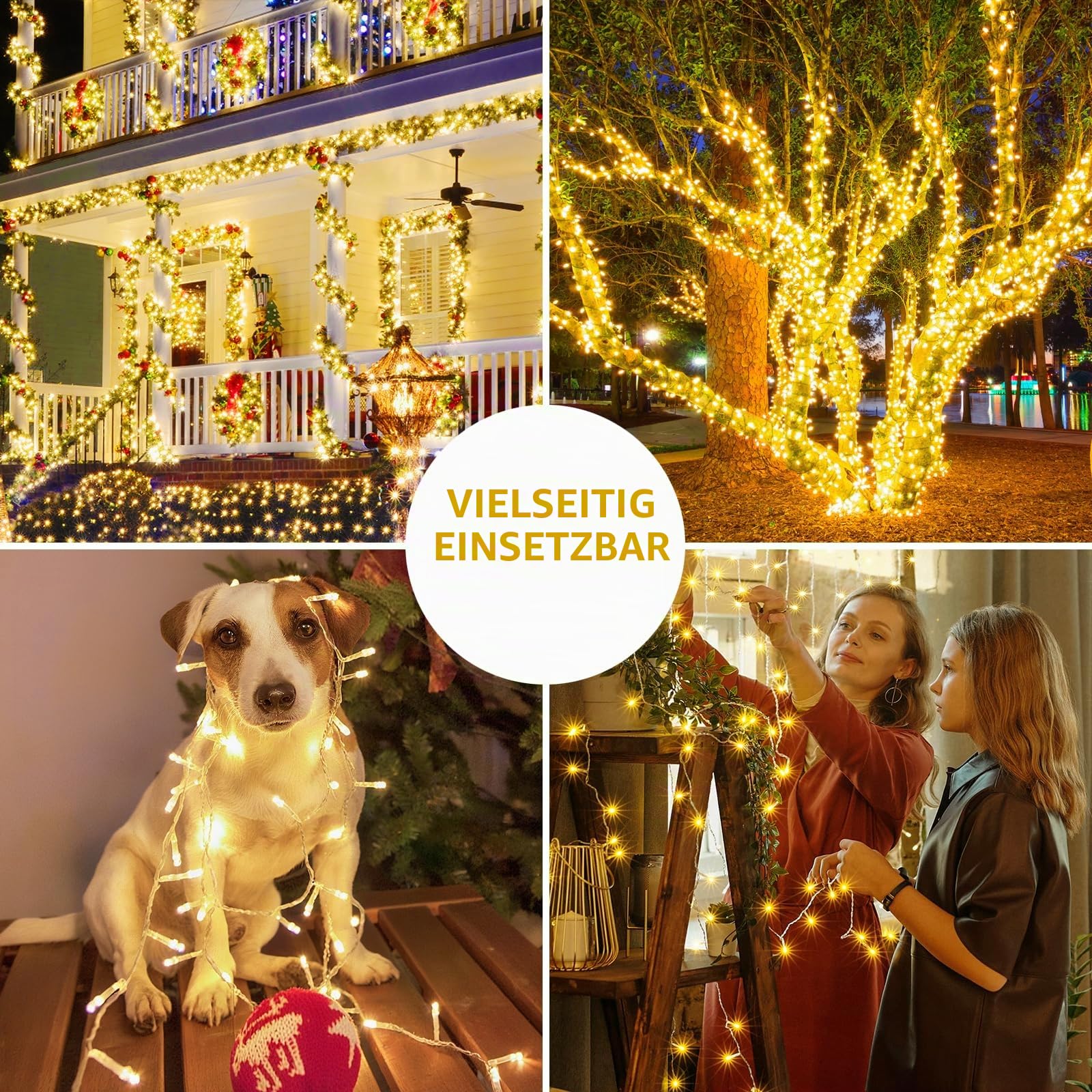 Avoalre 500 LEDs Lichterkette außen 100M, IP44 Wasserdicht | warmweiß Lichterkette 8 Modi mit Memoryfunktion Outdoor Weihnachtsbeleuchtung für Weihnachten Garten Party Geburtstag