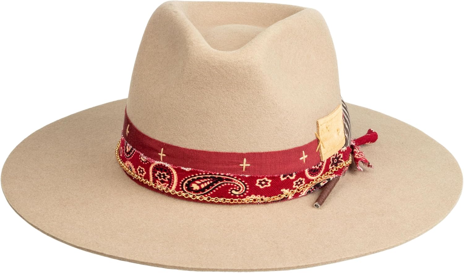 RUEDIGER Vintage Wide Brim Fedora Hats 100% Wool Stiff Felt Hat Rancher Hat with Lightning Logo Handmade Distressed/Burned - Image 5