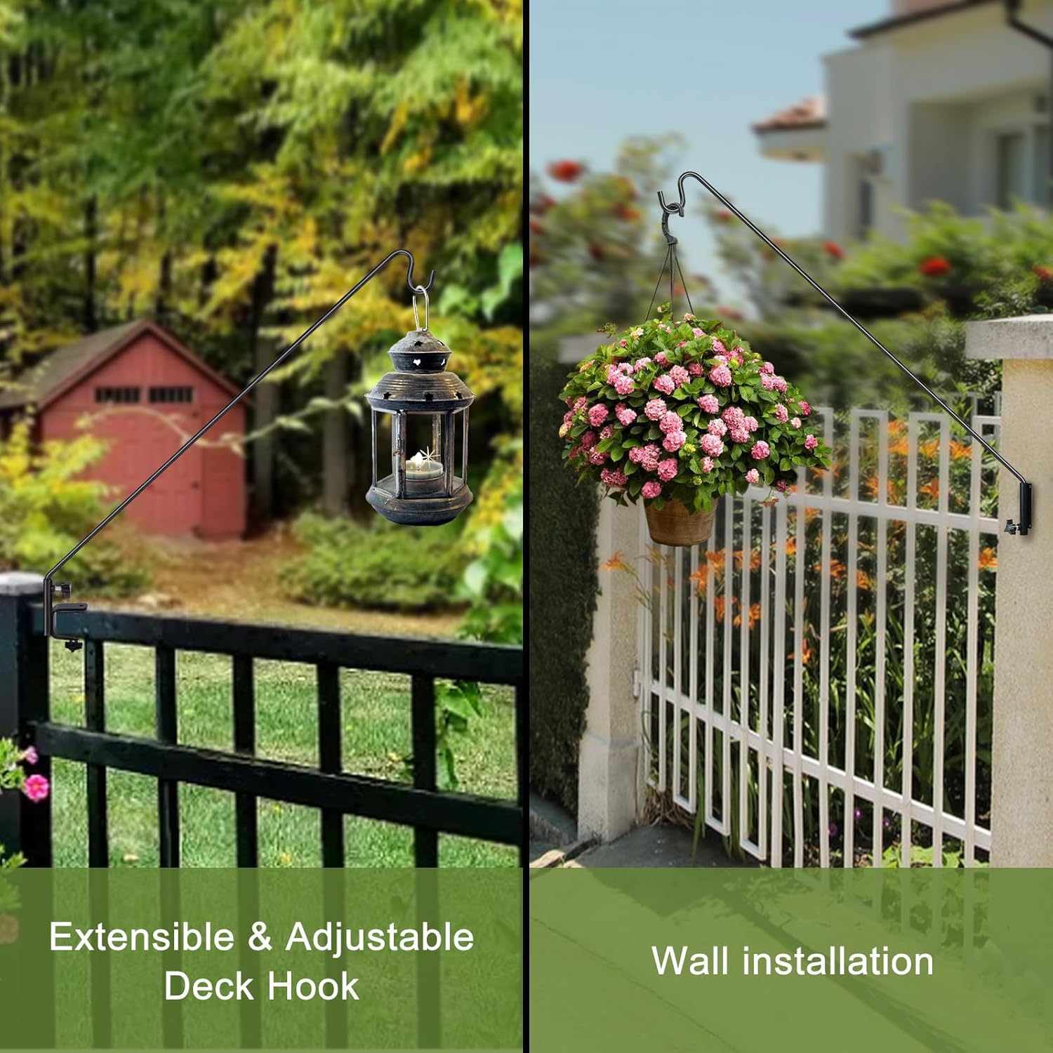 mixxidea deck hook outdoor hanging brackets?43 inches wall mounted hook plants & wind chimes risk-free lanterns large wind chimes lanterns 43"deck hook with 1 pack wall-mounted part