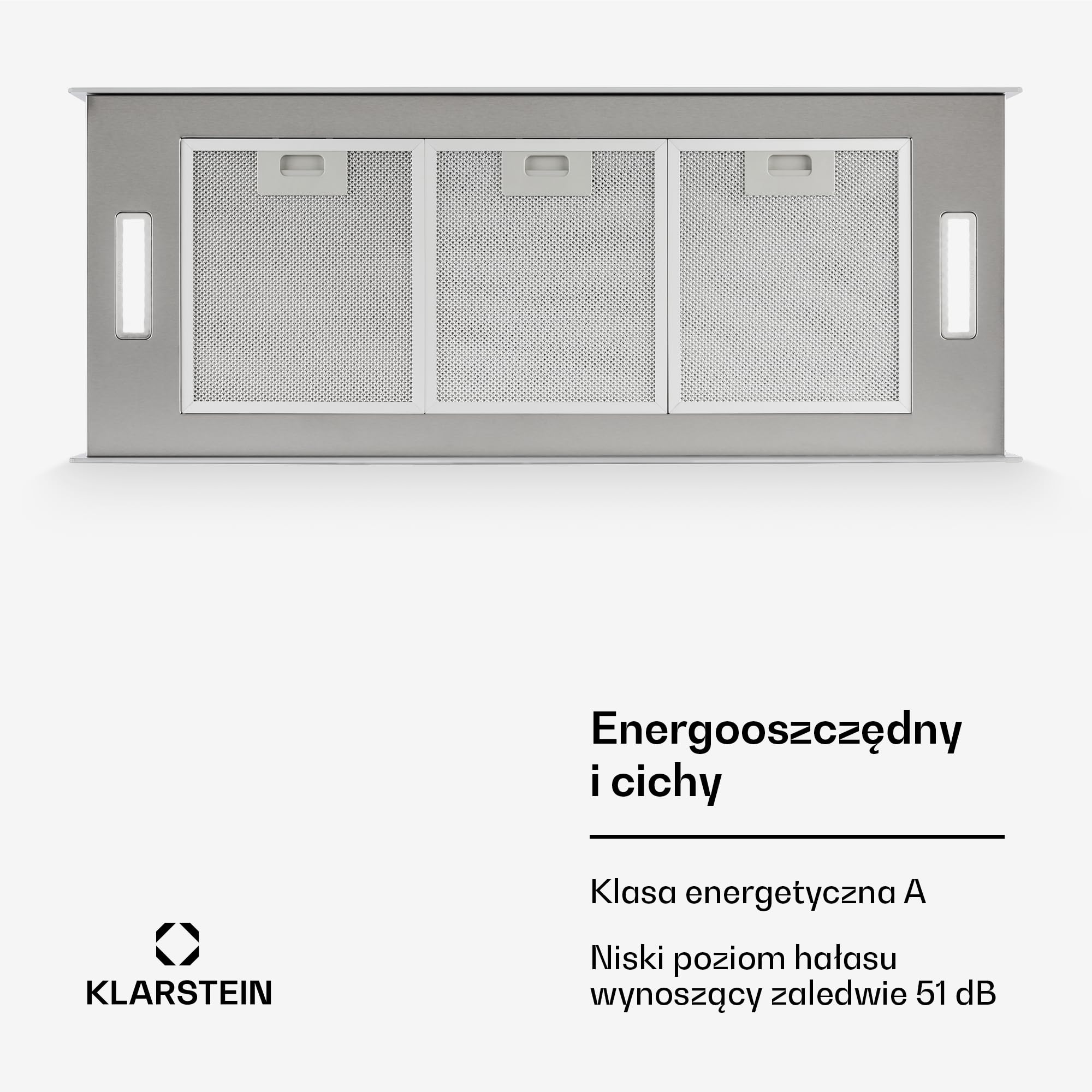 Klarstein Okap kuchenny, Okap wyspowy wiszący, wyciągowy/z recyrkulacją do montażu sufitowego, z 3 biegami, Timer, Przepływ 577m³/h i filtr węglowy, wyspowy sufitowy
