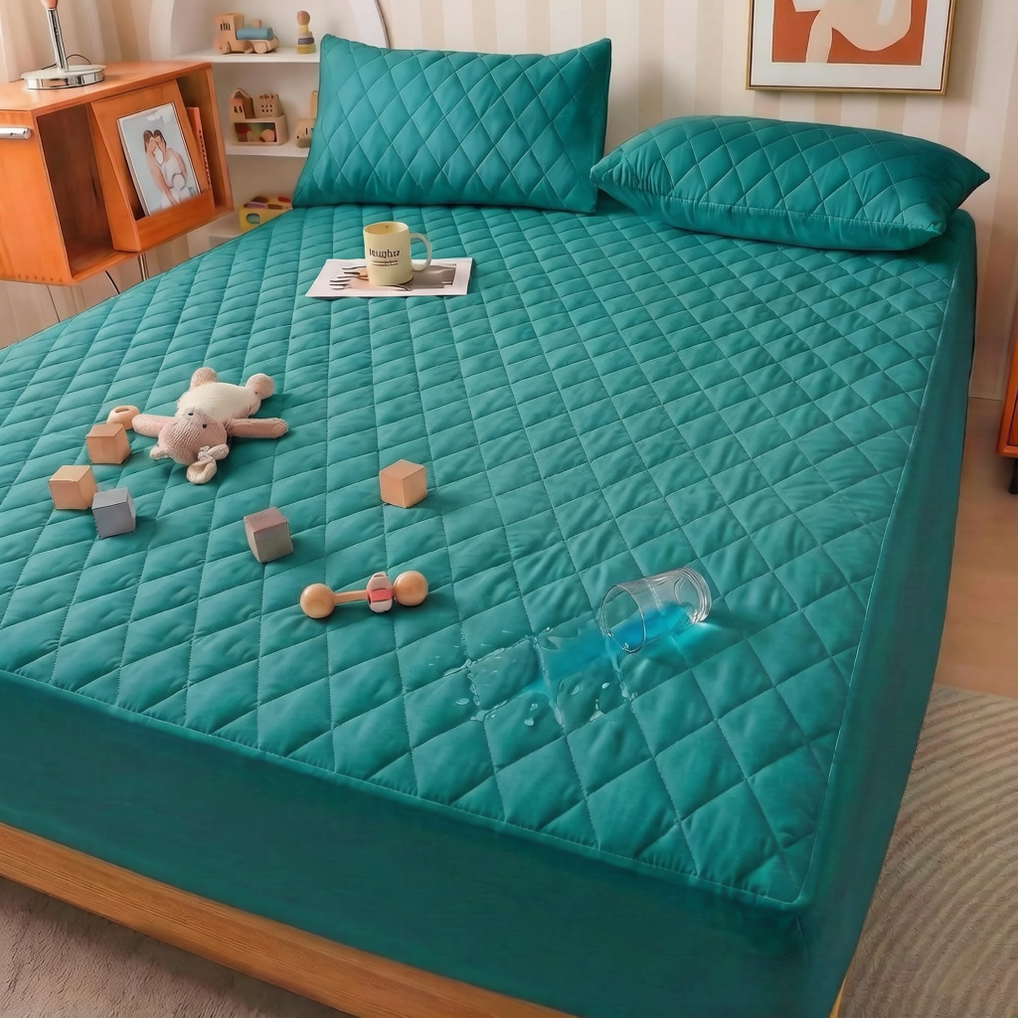 Funda de colchón impermeable y transpirable matrimonial para evitar manchas en el hogar