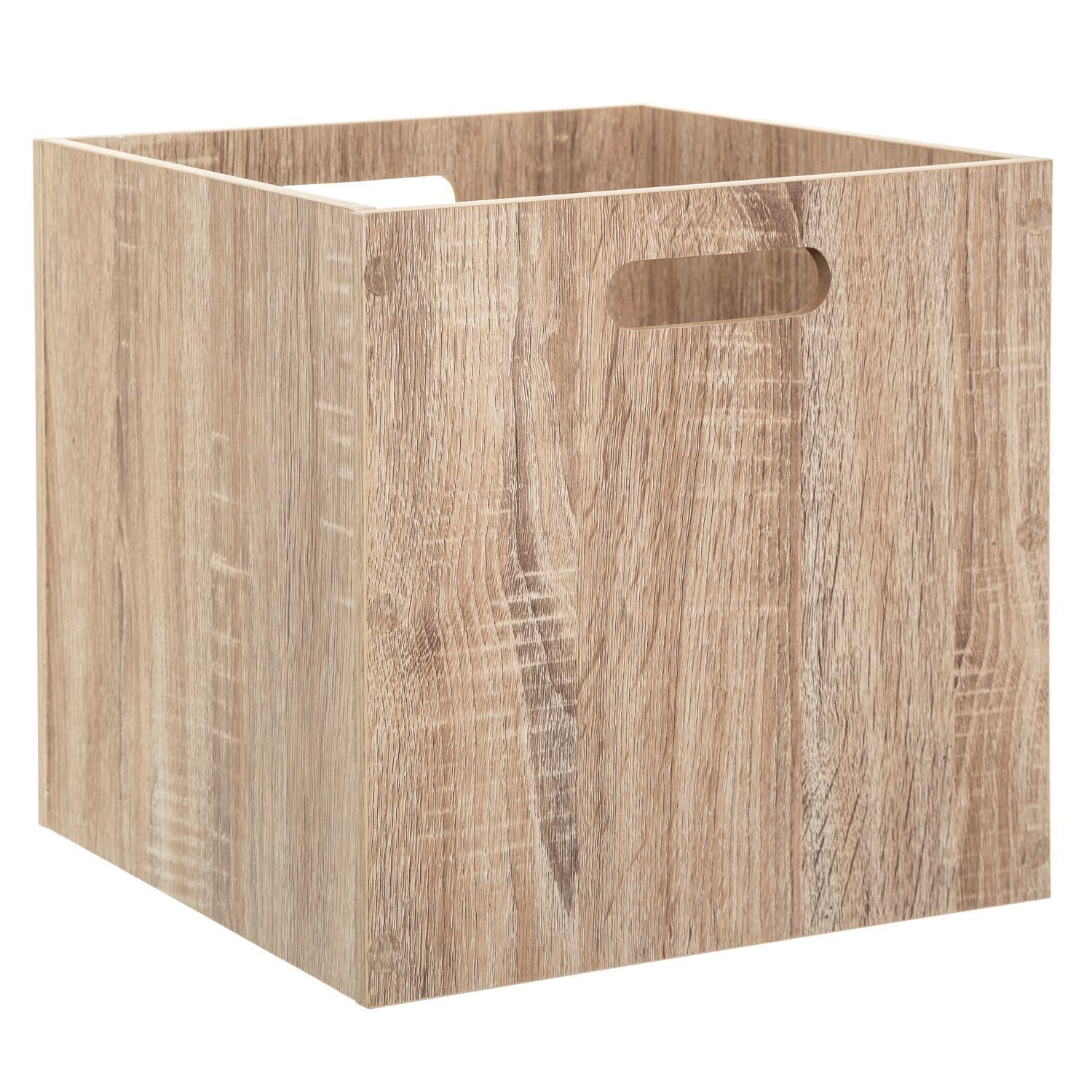 Toilinux.com Lot de 6 Cubes de Rangement 31 x 31 x 31 cm Mix n' Modul – Boîtes Effet Chêne Naturel en Bois MDF – Compatibles Meubles et Étagères à Cases – Design Scandinave