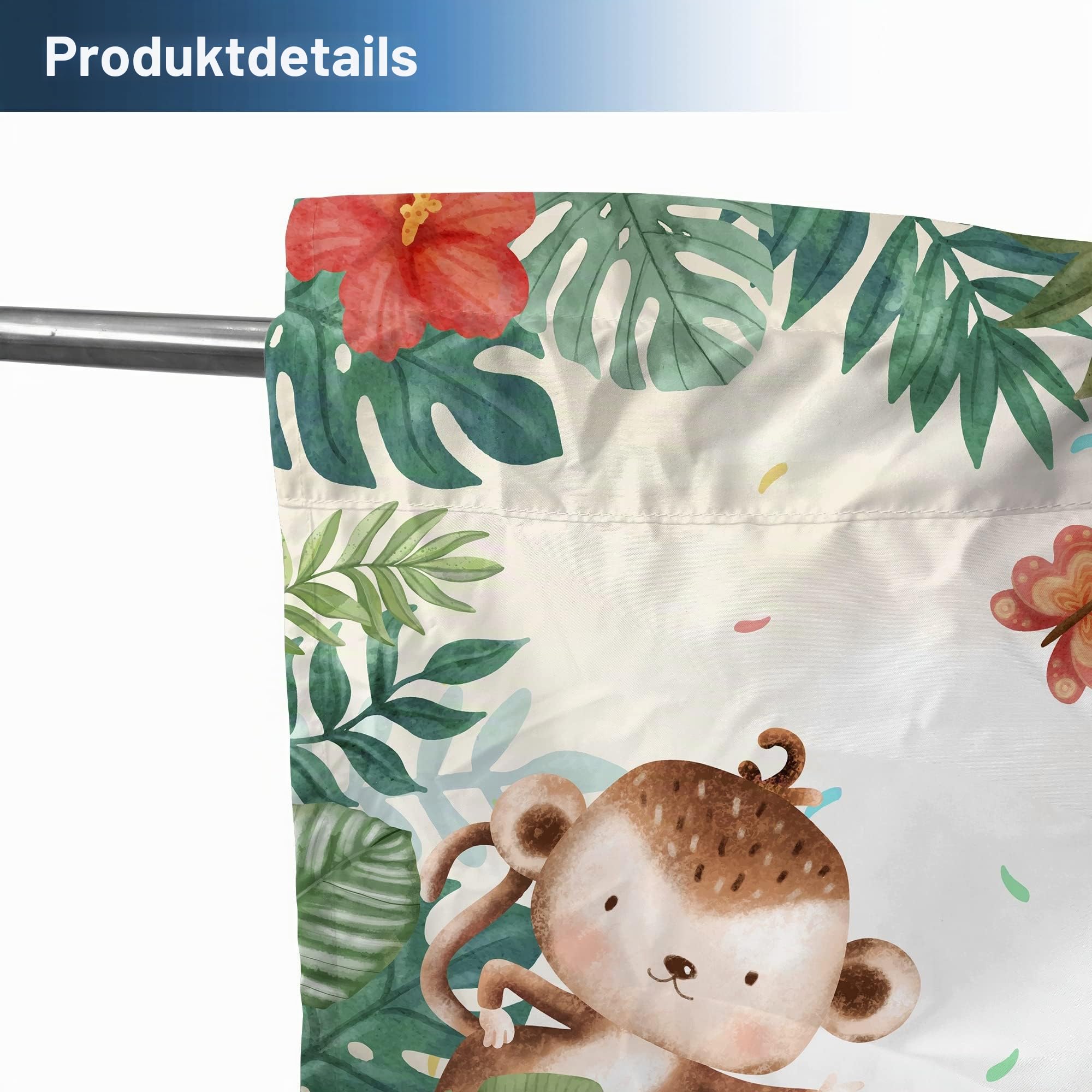 Dschungel-Safari-Fenstervorhänge für Kinder, Jungen, Mädchen, Aquarell, Cartoon, Wald, Tiere, Baby, Wohnzimmer, Schlafzimmer, Kinderzimmer, strapazierfähiger Stoff, 208.3x213x213 cm