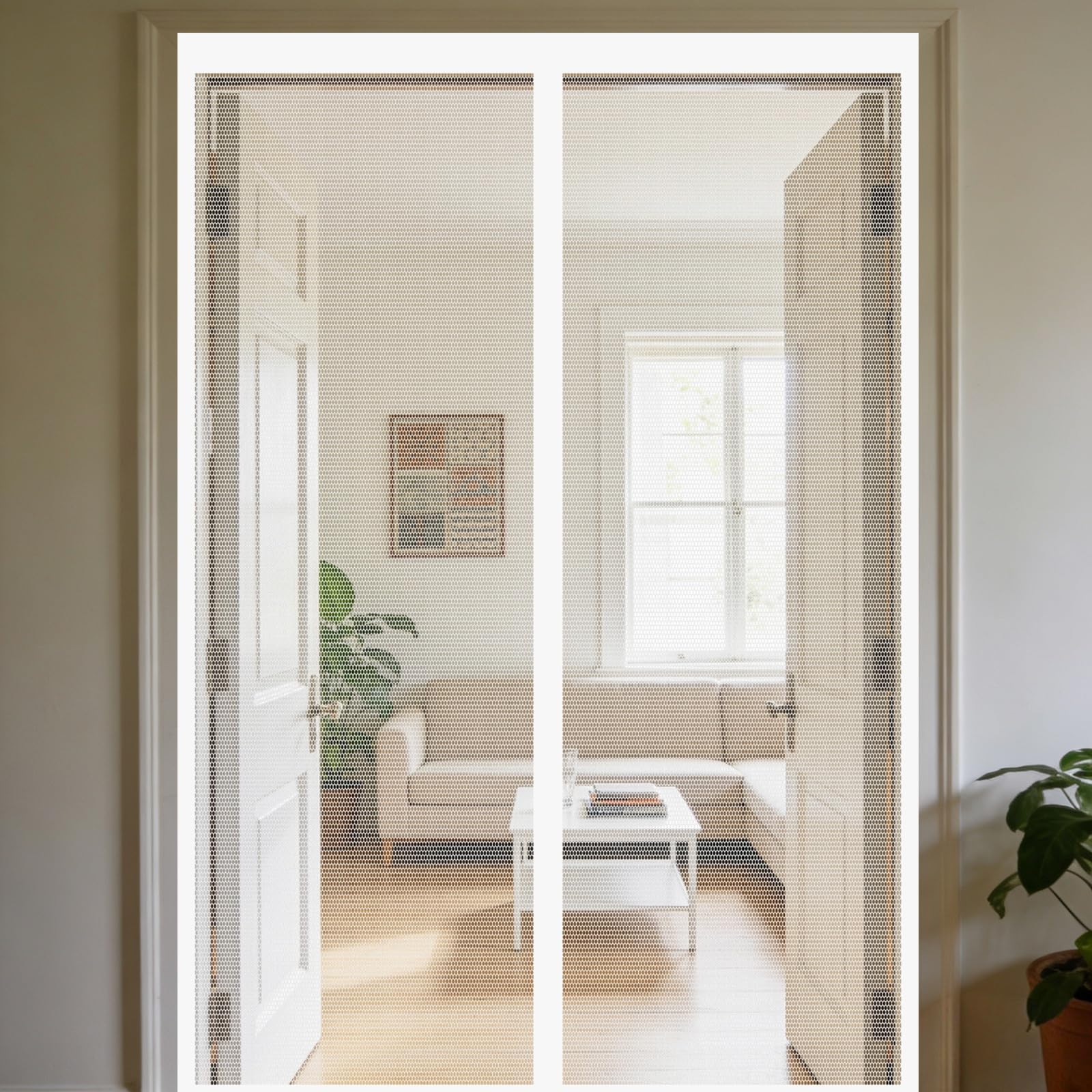 Moustiquaire porte extérieur blanche sans perçage pour stopper les insectes
