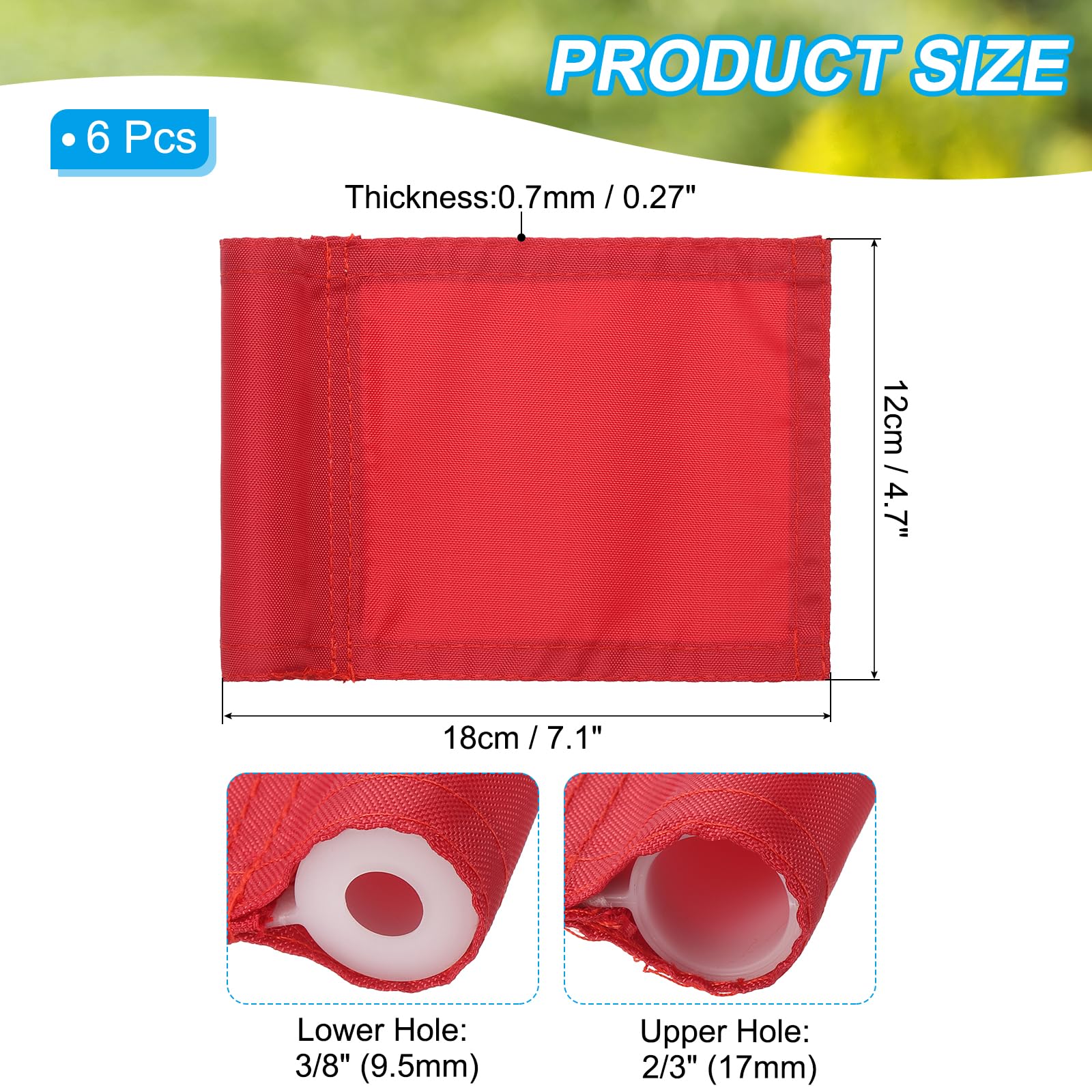 PATIKIL 7 x 5 Pulgada Bandera De Golf, 6 Pzs 420D Nylon Mini Banderas De Jardín Portátiles Con Tubo Insertado Para Exterior Interior Patio Jardín Trasero, Rojo
