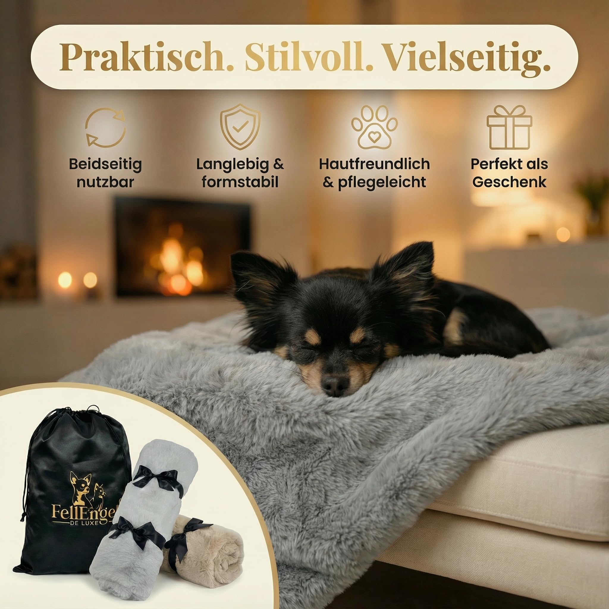 Couverture douillette de qualité supérieure - 100 x 70 cm - Couverture en fourrure synthétique pour chiens et chats de petite et moyenne taille - Tapis pour chien - Idéale pour la