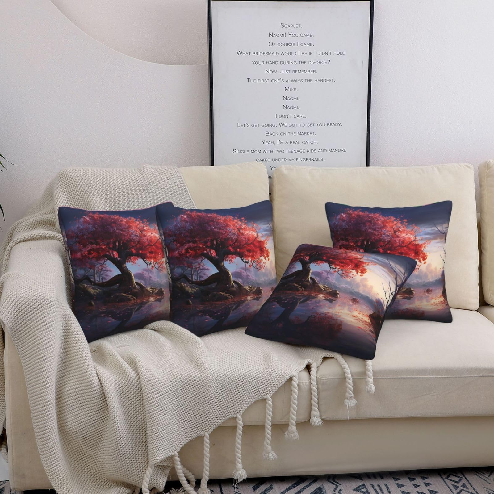 Lot housse de coussin 50x50 moderne fleurs d'automne grand format pour canapé salon et chambre