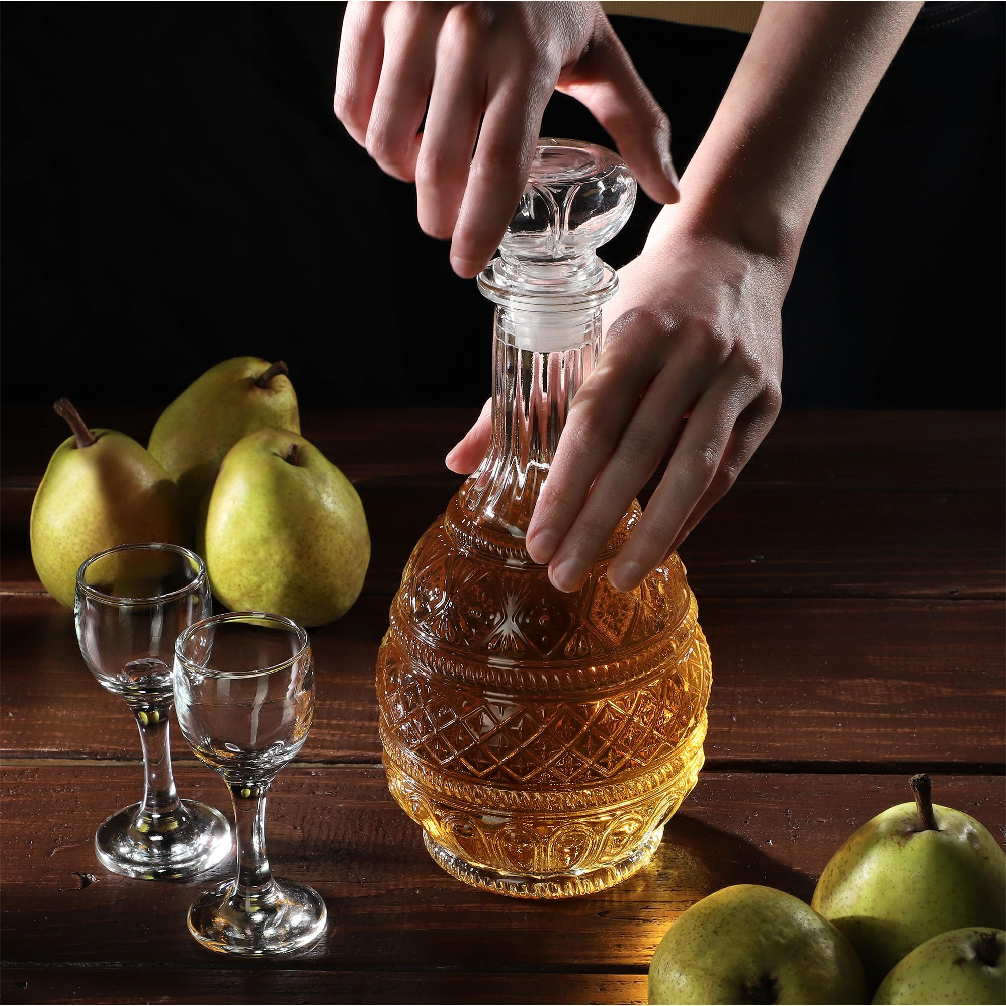 KADAX Lot de 6 Carafe à whisky élégante pour homme - Carafe à vin classique avec design unique - Bouteille de whisky comme cadeau (1 l,)
