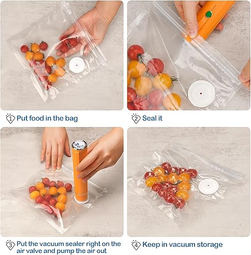 Miniatura 6 de 40 bolsas selladoras al vacío para alimentos con válvula de aire, bolsas reutilizables para Sous Vide (20 grandes + 20 pequeñas)