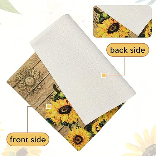 Miniatura 4 de FRAMICS Juego de 6 manteles individuales de gnomos de girasol, con texto en inglés "You are My Sunshine", manteles individuales de madera con