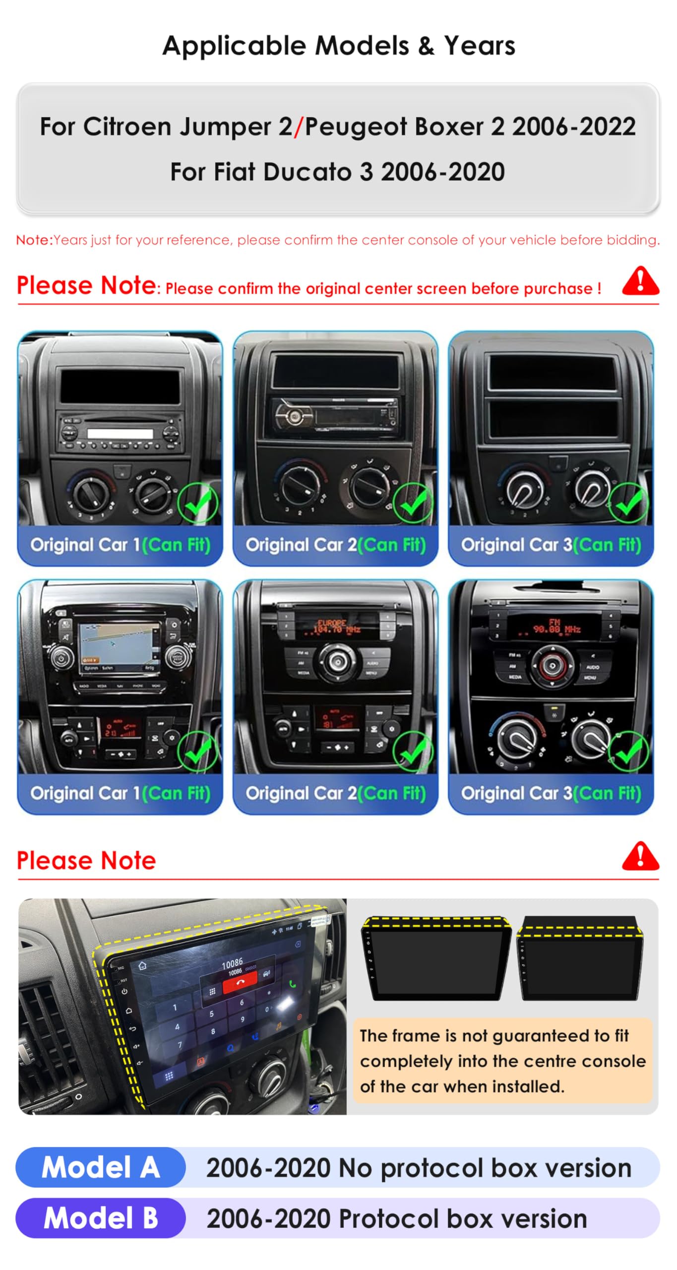 Android 13 Car Radio 9 Pulgadas Pantalla táctil 8 núcleo para Citroën Jumper II/Peugeot Boxer II/Fiat ducato 2006-2022 WiFi Wired Android Car, Wireless carplay Bluetooth WiFi 4G GPS RDS Am/FM