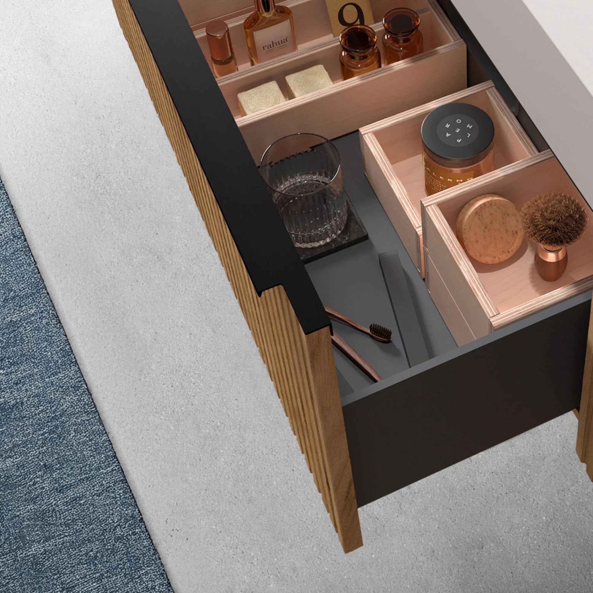 Inbagno Mobile Bagno Sospeso 100 cm Rovere Africa Lavabo Resina Linea Nara