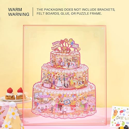 Miniatura 4 de Rompecabezas irregulares de cumpleaños para adultos, rompecabezas de 481 piezas para pastel de cumpleaños, 12.8 x 16.5 pulgadas, juguetes y