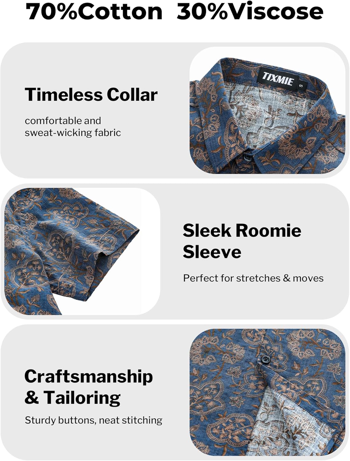 Mens Floral Hawaiian Shirts Short Sleeve Button Down Casual Retro 70s Shirt Summer Vacation Tropical Beach Shirts - Image 5