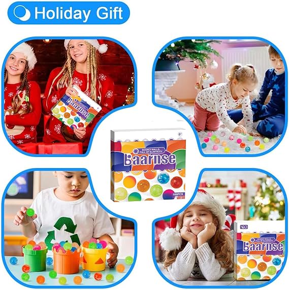 100PCS Colorful Marble Small Bouncy Balls with Gift Box Mixed Colors Bounce Bouncy Balls Party Favors, Carnival Prizes, Birthdays Gift, Halloween Christmas (18 mm/ 0.71 Inch)