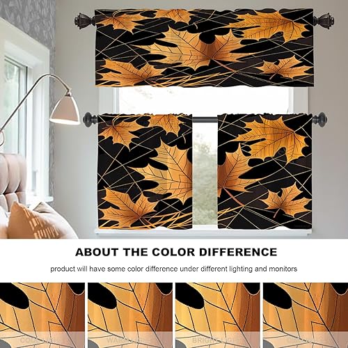 Miniatura 332 de Cenefas de cocina modernas con patrón de cobre marrón dorado para ventanas, cenefas opacas abstractas de marcas de arañazos y cortinas opacas