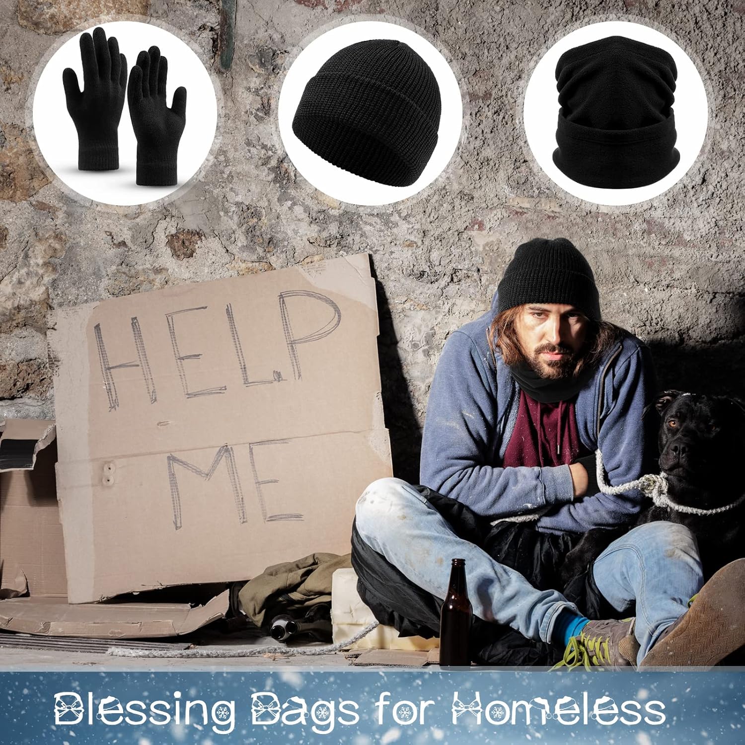 Foaincore 300 Pcs Winter Beanie Hat Gloves Neck Warmer Set Bulk Unisex Knit Set Donation Charity Care Kit for Homeless Men Women - Image 6