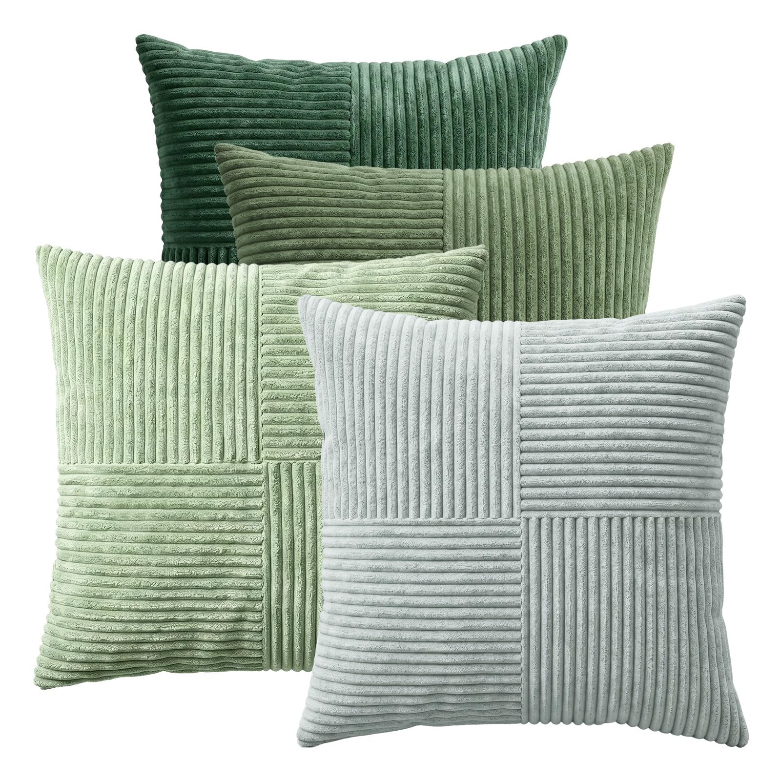 4PCS Forest Green Cushion Covers - 45x45 cm Corduroy Decorated Pillowcases — image 1