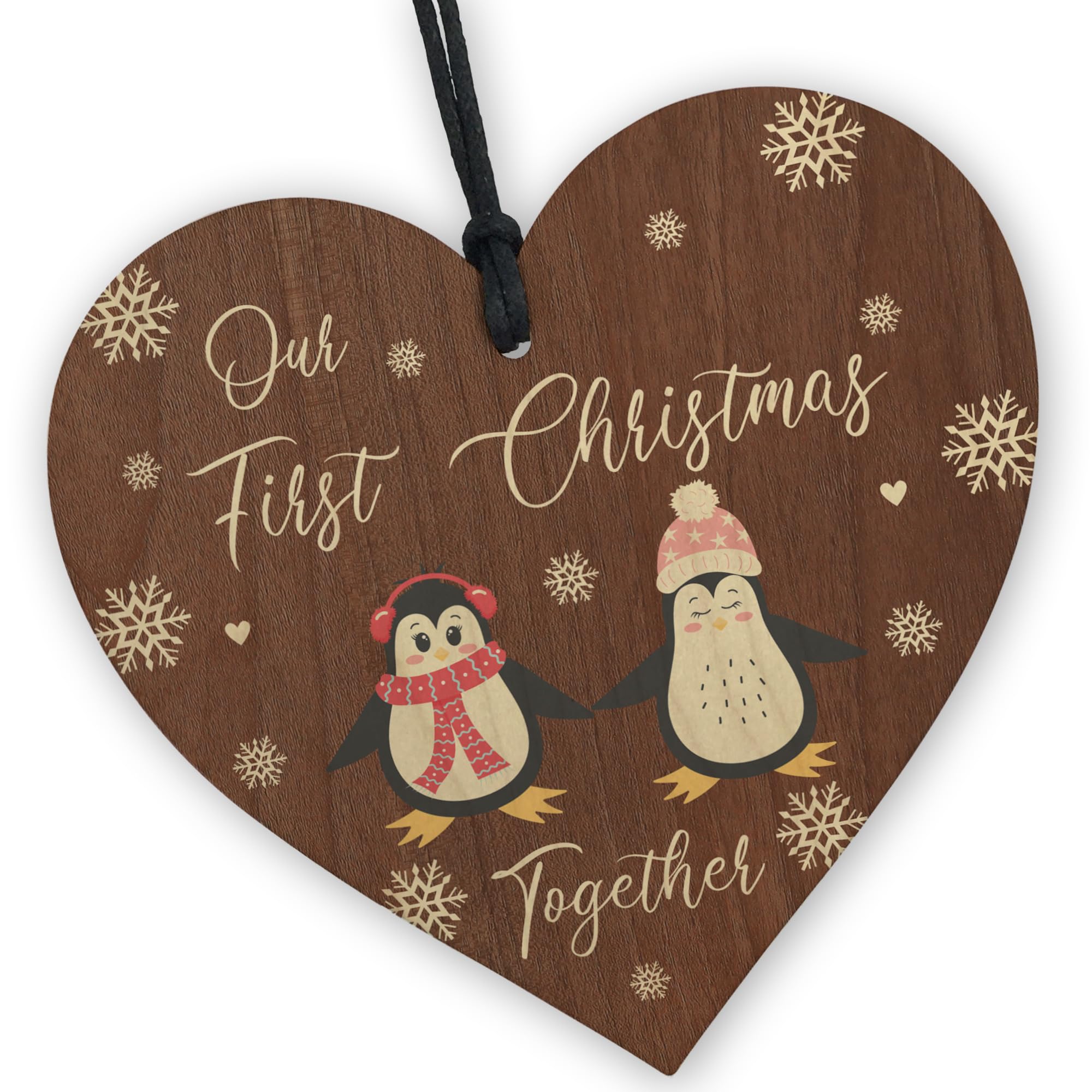 Red Ocean Penguin Couple Christmas Ornaments Our First Christmas Together Tree Decoration Couple Gift Wooden Christmas Ornaments Keepsake