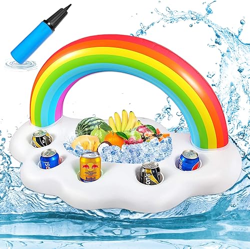 Flotadores para bebidas de piscina, divertido soporte inflable para bebidas para piscina con portavasos - Bandeja flotante para bañera de