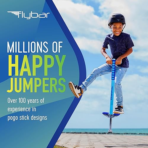 Miniatura 56 de Flybar Maverick Pogo Stick para niños a partir de 5 años, 40 a 80 libras, perfecto para principiantes, asas de fácil agarre, clavijas Negro/Plateado