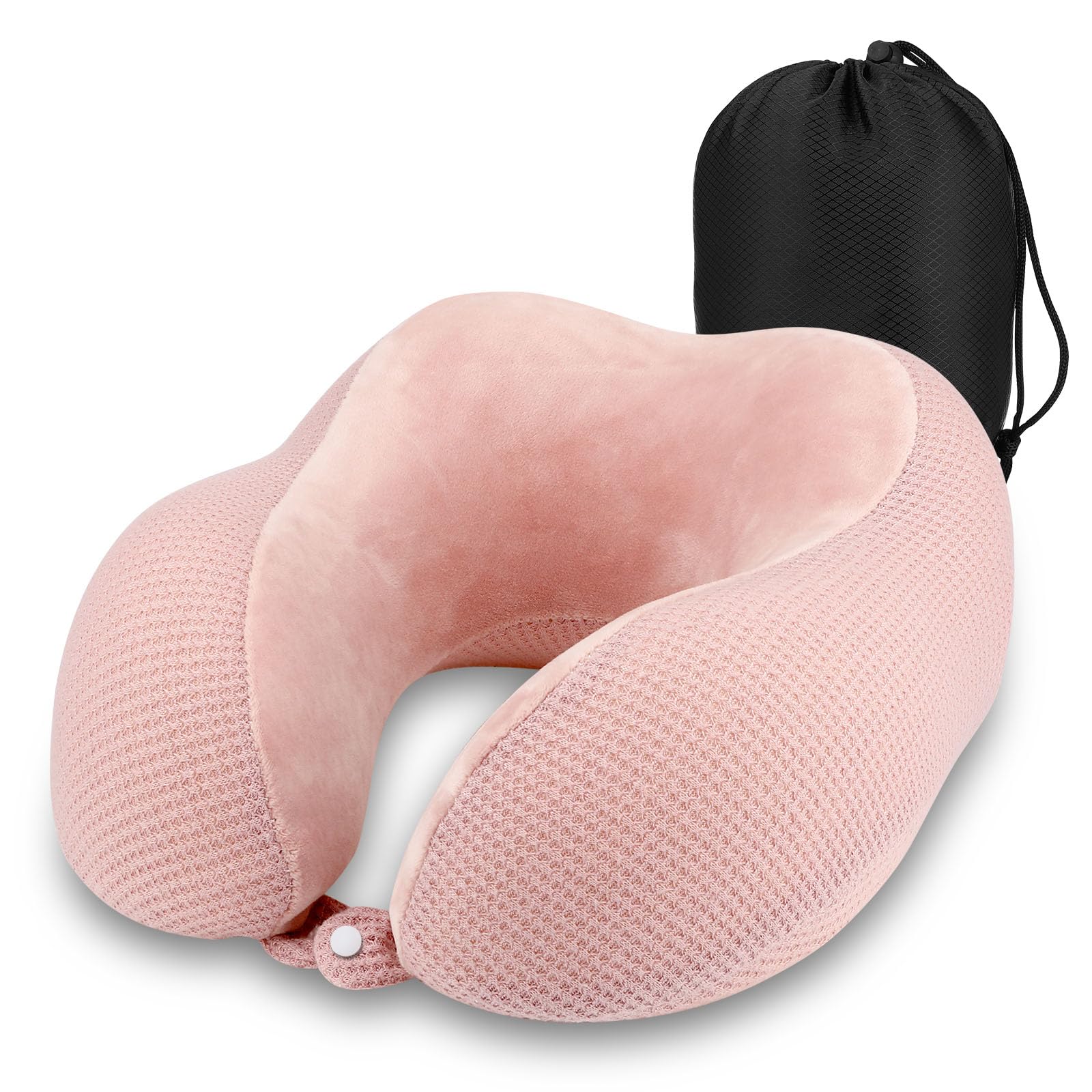 Kasanni Cuscino Viaggio, Cuscino Aereo Viaggio, Cuscino da Viaggio Memory Foam, Cuscino Collo, Cuscino per il Collo per Adulti con Borsa, per la Sedia Dell'aereo, Casa, Ufficio, Auto (Rosa)