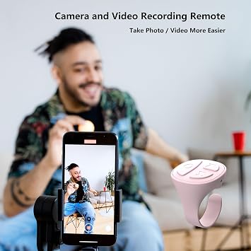 STDFORU TikTok Scrolling Ring, Bluetooth Camera Remote Control for iPhone, iPad, Android, Scrolling Ring for TikTok, YouTube, Instagram (Pink)