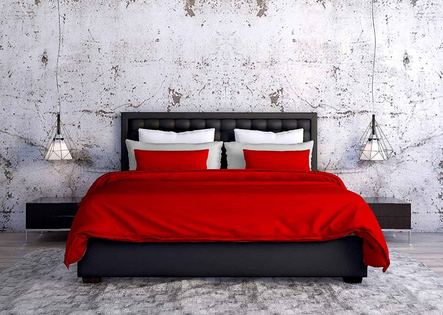 Italian Bed Linen Elegant duvet cover set,red,double - Image 5