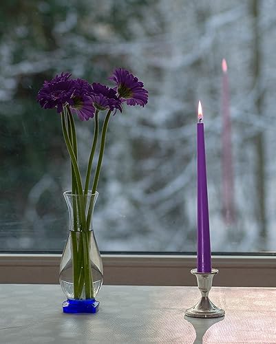Miniatura 6 de Hyoola Velas cónicas altas Velas cónicas sin goteo color morado de 14 pulgadas 12 horas de tiempo de combustión Paquete de 12