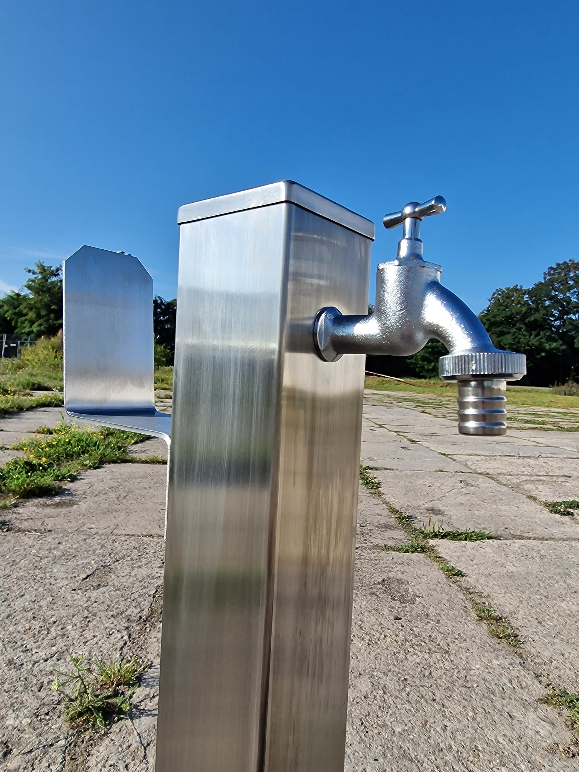 Wassersäule Edelstahl 3/4" Zoll 95 cm mit SchlauchhalterWasserverteiler Wasserzapfstelle Zapfstelle 95 cm