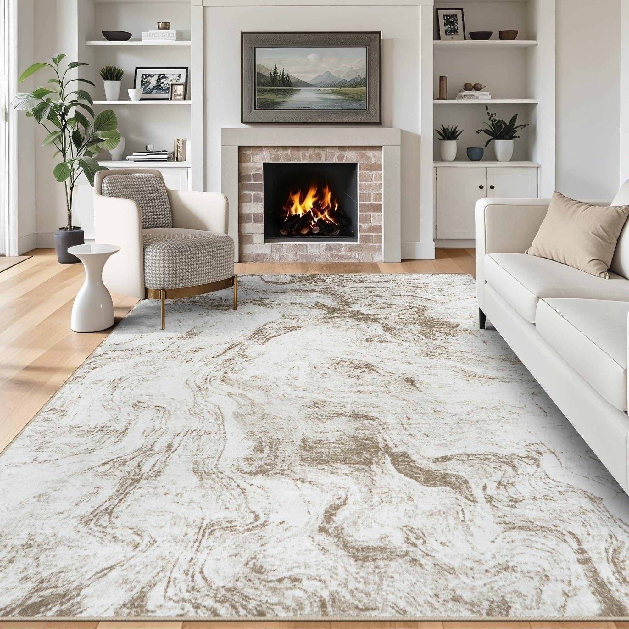 Tapis de salon moderne lavable 80x200 cm neutre et doux pour chambre