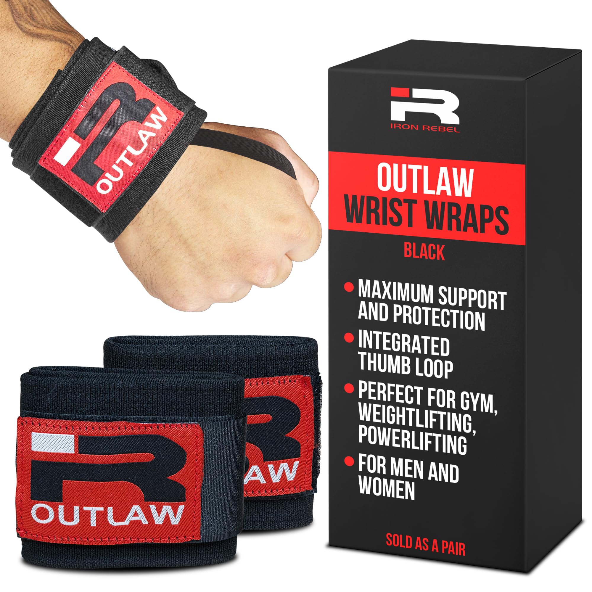 Muñequeras De Soporte MISS Jin Muñequeras De Levantamiento De Pesas Soporte De Muñeca Ajustable De 18 Pulgadas Con Trabillas Para El Pulgar Munequera De Compresion Pesas Crossfit