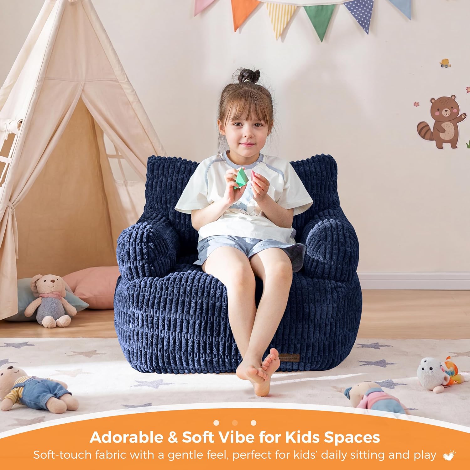 MAXYOYO Kids Bean Bag Chair, Comfy Bean Bag Sofa with Filler