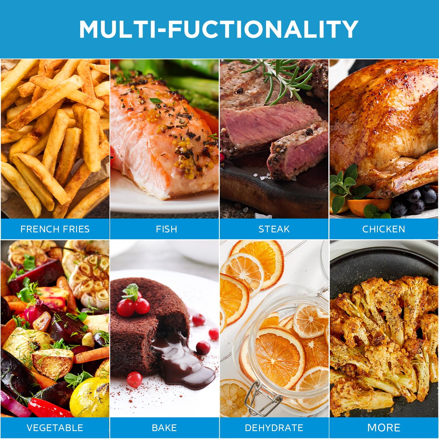 Midea Air Fryer 5.5QT, Heatexpress Rapid Air Technology, 9 Preset Menus, Quick and Easy Meals, 1 Minute Button and Favorite Function, 90% less oil, Easy to Clean, Varied Recipes