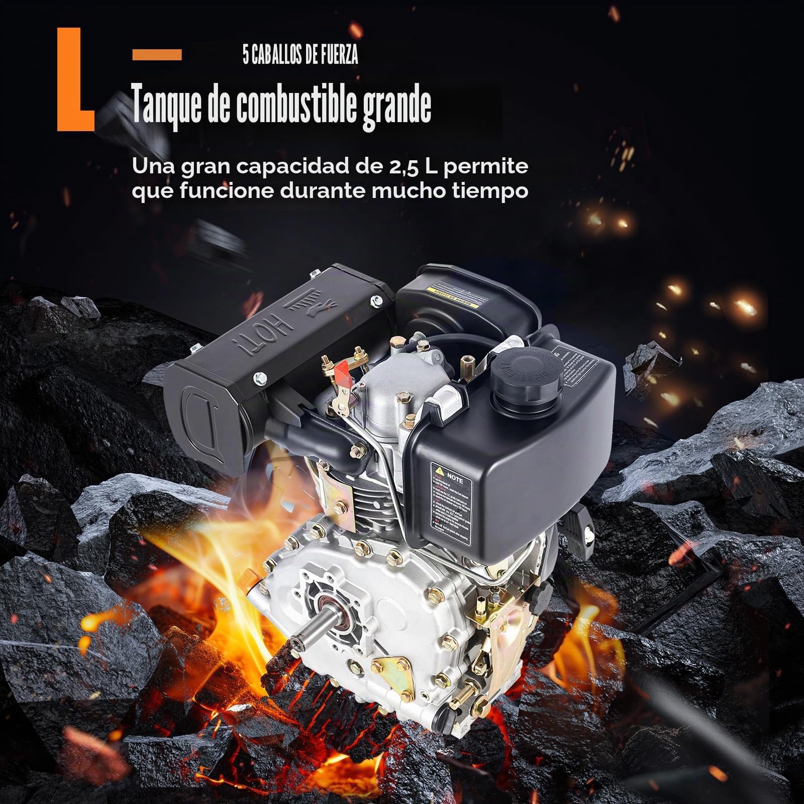 Motor diesel de 4 tiempos, 5 CV, motor diesel de arranque rápido, 4,05 kW, enfriado por aire, eje de 20 mm de diámetro, cilindrada de 247 cc, monocilindro, motor de arranque ligero, motor de
