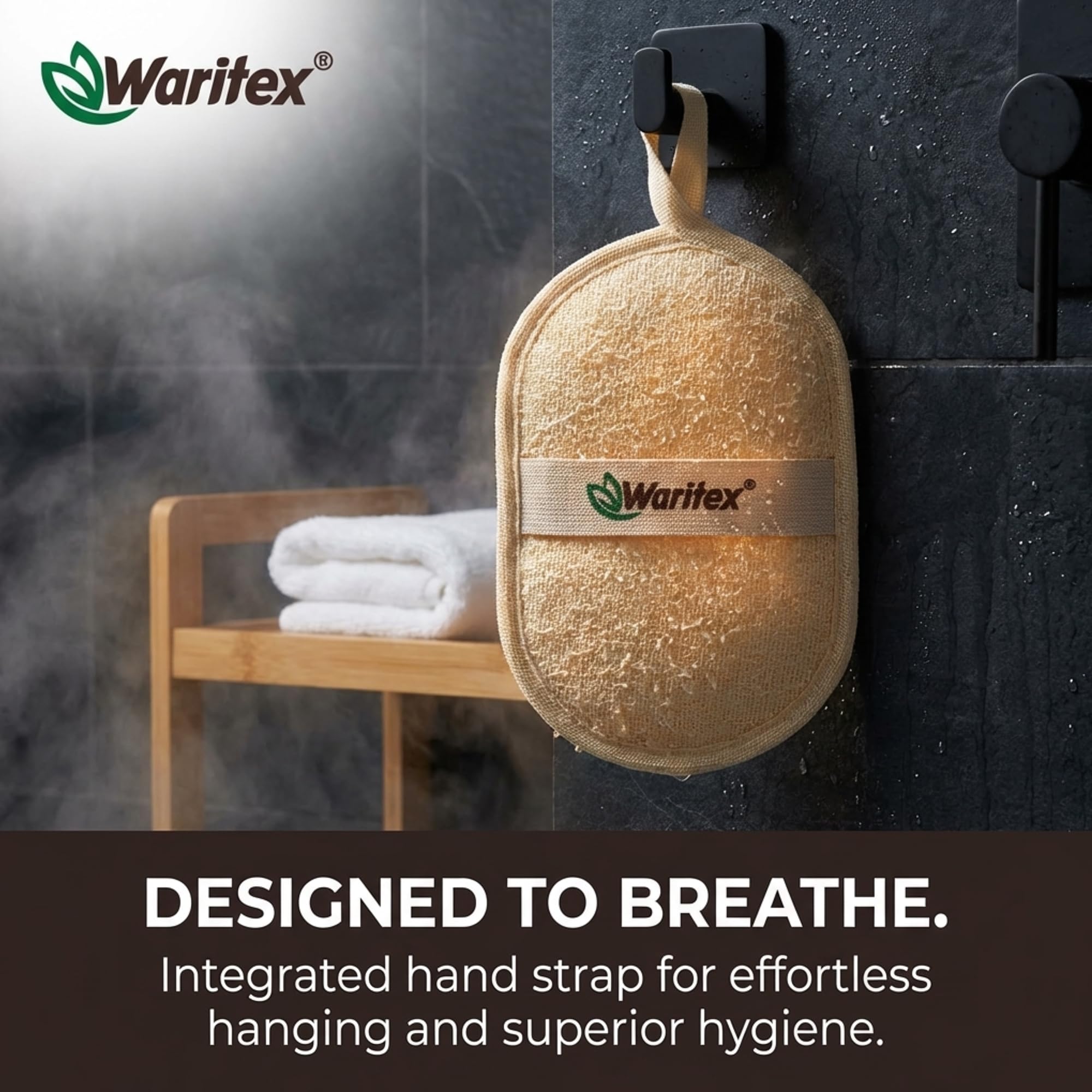 LOOFAH egipcio natural, forma ovalada, esponja exfoliante 100% orgánica con correa de mano, limpiador de baño ecológico para una piel suave y brillante (3)