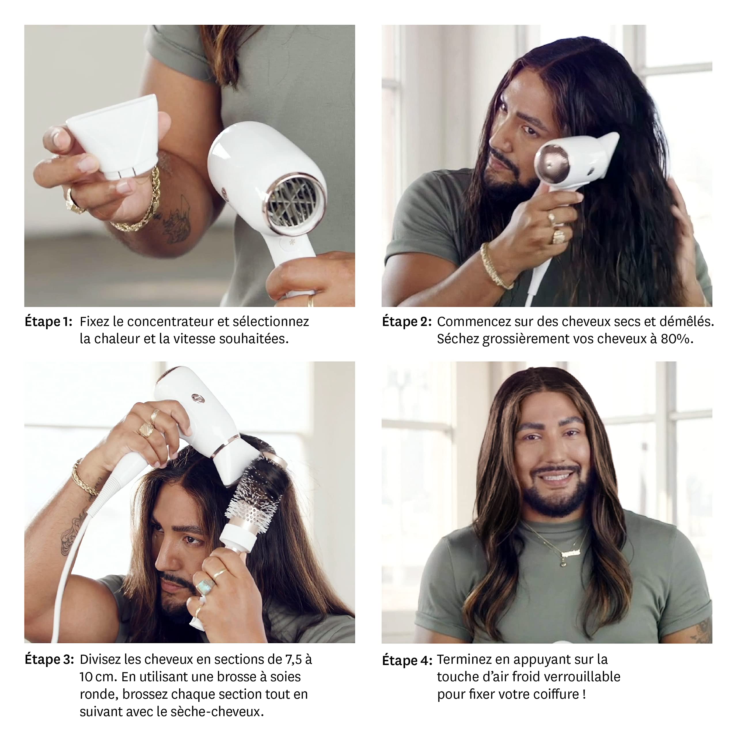 T3 Fit Sèche cheveux Professionnel Ionique Compact Séchage Rapide Léger et Ergonomique Lissage des Frisottis Plusieurs Combinaisons de Réglages de Chaleur et de Vitesse