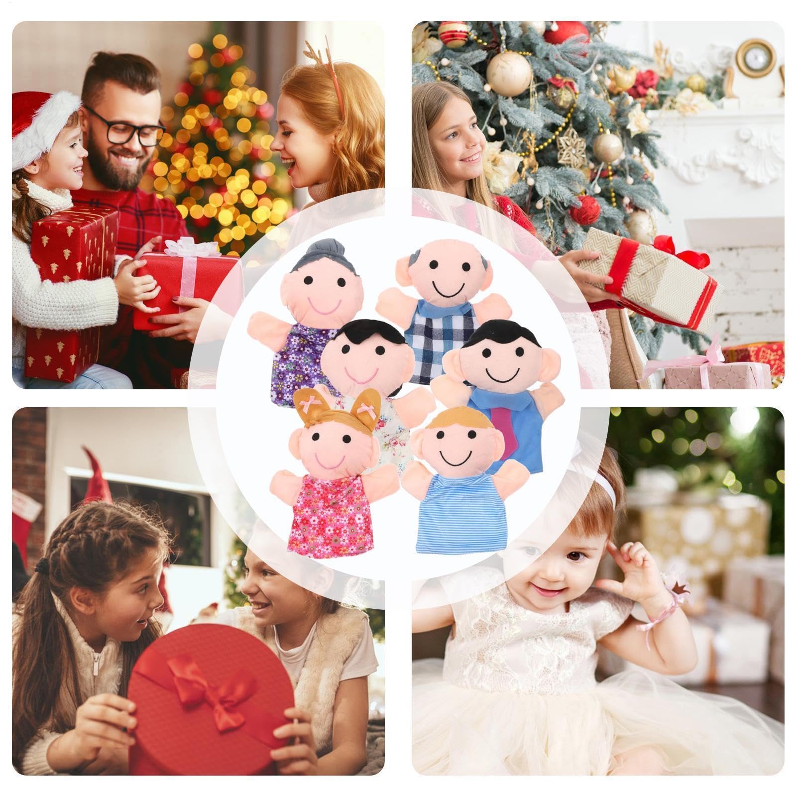 Set di 6 burattini a mano in stile familiare, burattini a mano per bambini, morbidi pupazzi in peluche, set di burattini a mano per i membri della famiglia, per raccontare storie, insegnare