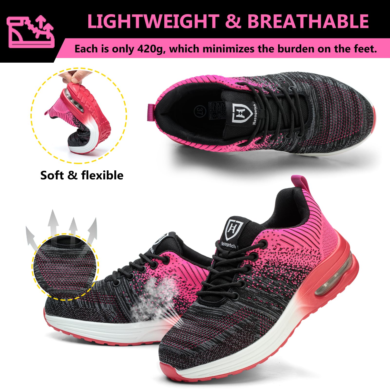 Baofular Scarpe Antinfortunistiche Uomo Donna Leggere Scarpe da Lavoro Comode Scarpe Sicurezza Antiscivolo Traspiranti