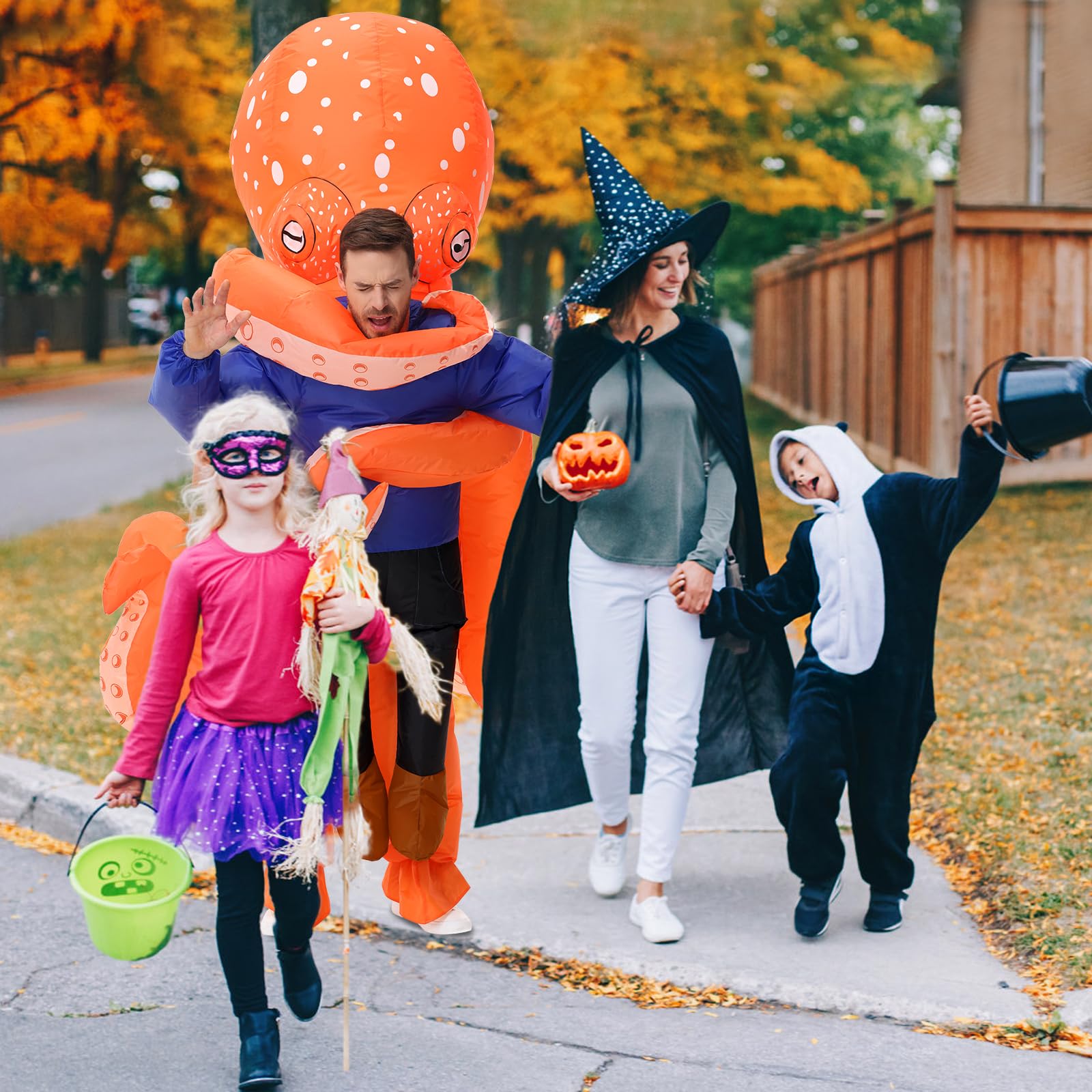 Poptrend Inflatable Octopus Costume for Adult, Inflatable Blow up Costumes Octopus Halloween Costumes Men Women Funny Fancy Dress Party Costumes