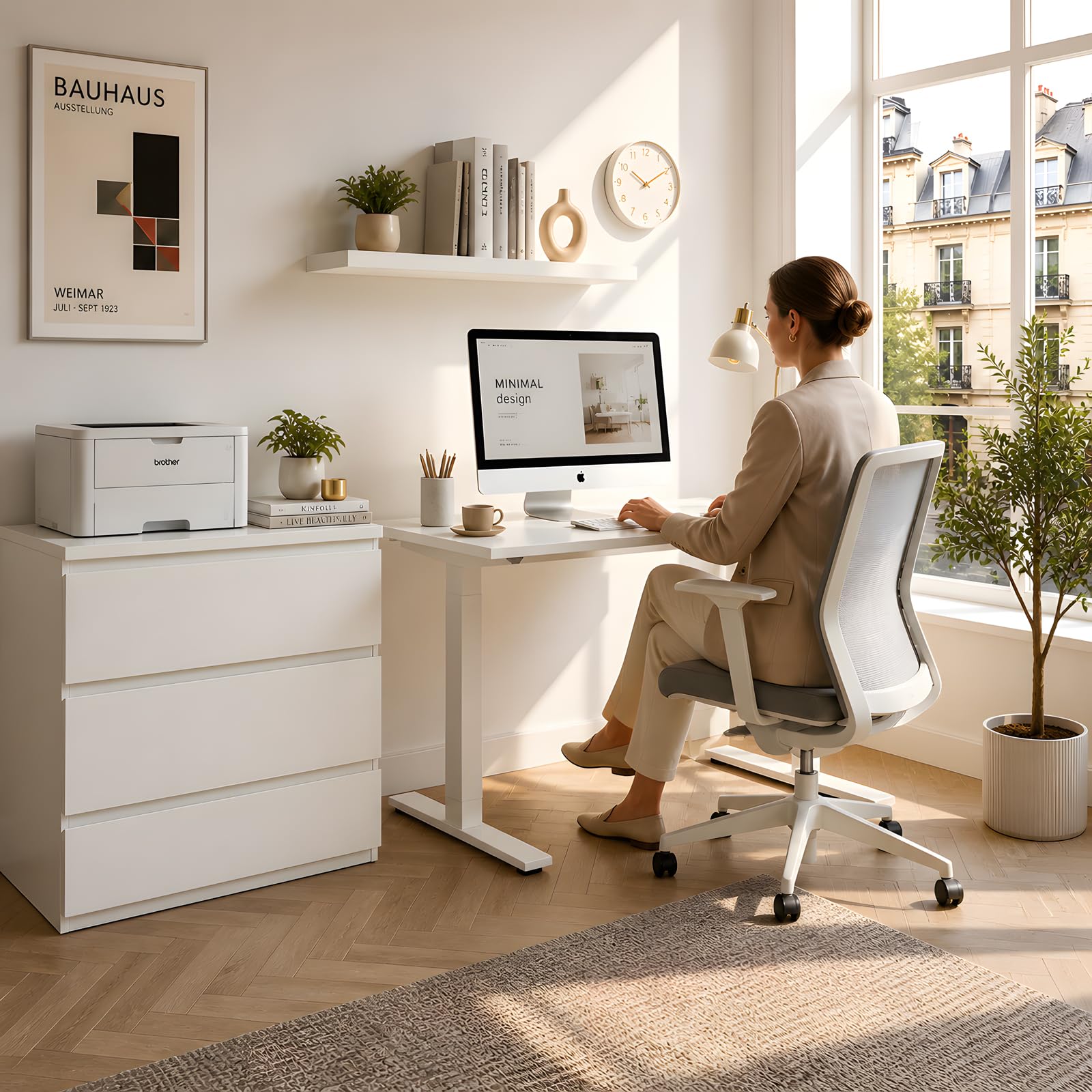 Cómoda Blanca sin Tiradores, Cajonera 70 cm Ancho, Moderno Aparador 3 Cajones para Dormitorio y Pasillo, Ahorro de Espacio 40 cm Fondo, Mate