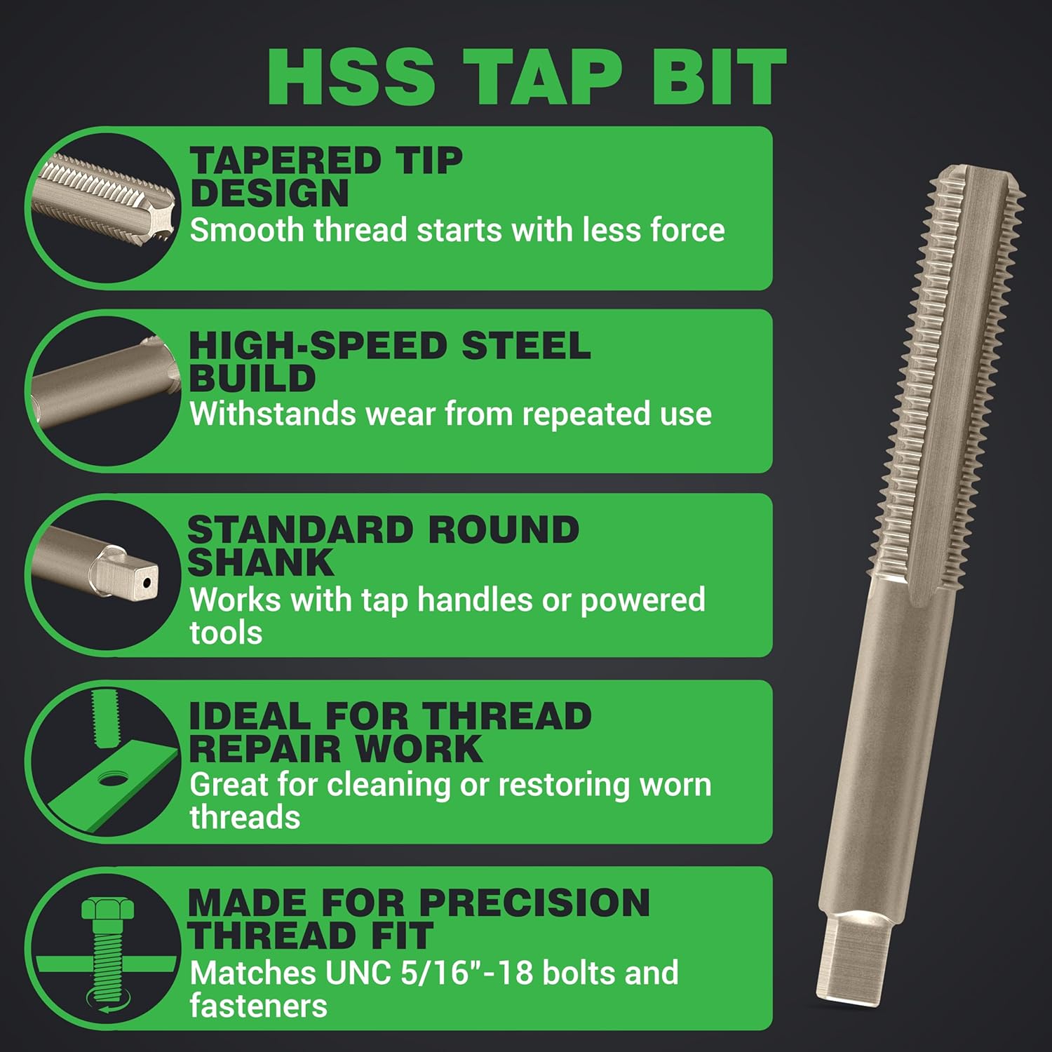 Hovr Solutions Floating Shelves Installation Bit Pack, 17/64" HSS Steel Drill Bit and 5/16" Tap Bit for Hidden Bracket Mounting Hardware for Wall Shelves