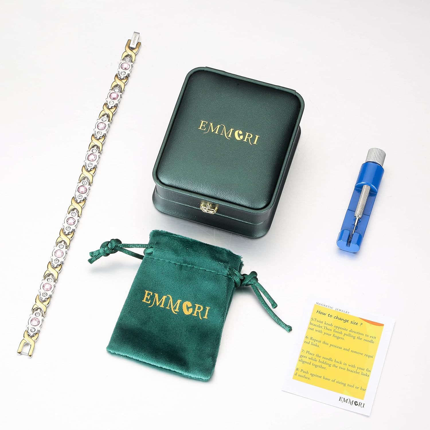 Ultra Strength Magnetic Bracelet for Woman - 3,500 Gauss Per Magnet -Crystal Bracelet - Adjustable Length -Pulseras Magneticas (Silver Gold) - Image 5