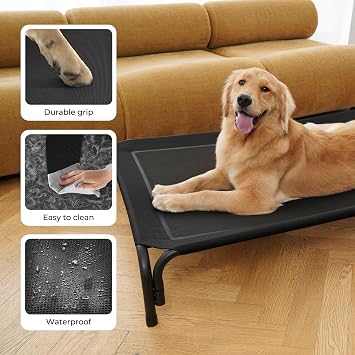 DOPEDIO Raised Dog Bed Black M Size Cooling Breathable Elevated Pet Bed | Oxford Cloth Mesh, Dry and Comfortable Throughout the Four Seasons, Suitable for Outdoor Travel