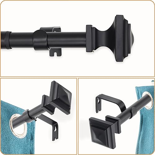 Vista 12 de Barras de cortina de madera para ventanas de 32 a 45 pulgadas de diámetro, 1 pulgada, tratamiento decorativo de madera, remate cuadrado de grano